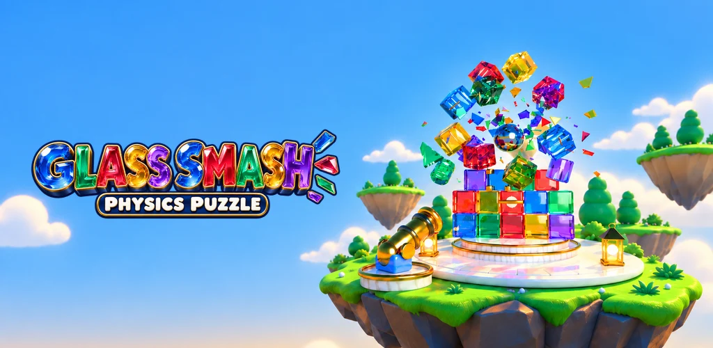 Glass Smash: Physics Puzzle — colorful glass towers
